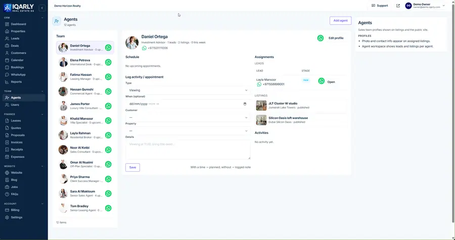 Agents — Iqarly real estate CRM