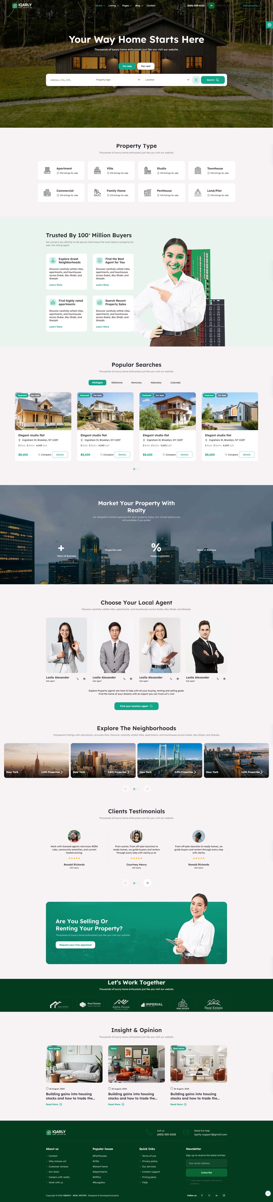 Map first — UAE real estate agency website template by Iqarly