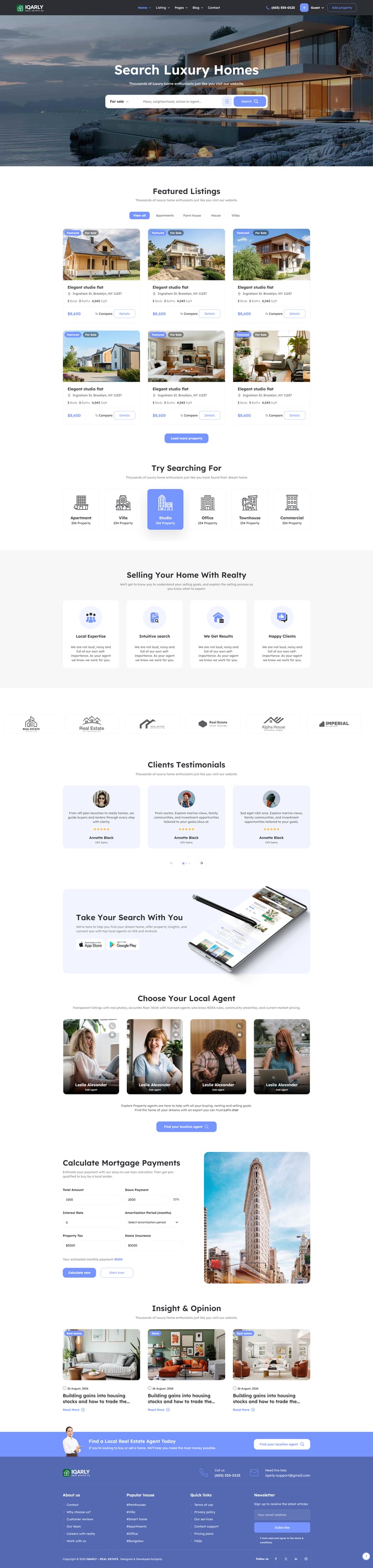 Luxury villas — UAE real estate agency website template by Iqarly