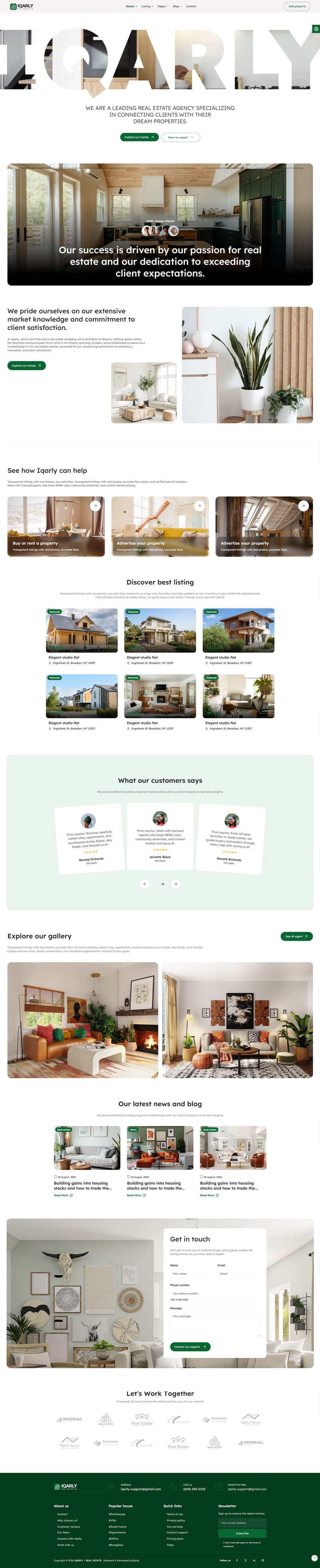 Community stories — UAE real estate agency website template by Iqarly